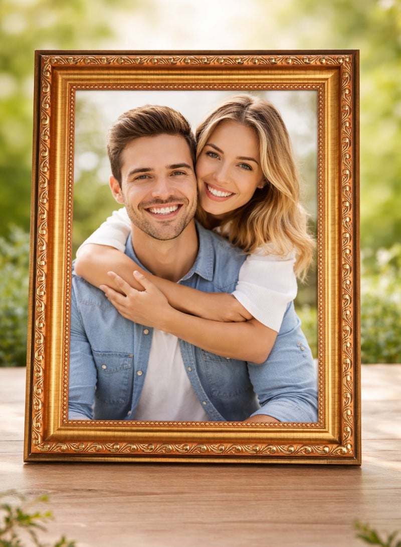 PVC Golden Photo Frame A4 (26×35 cm) – Waterproof Decorative Wall Frame for Certificates, Photos, Artwork & Documents, Lightweight Gold Border Display Frame - Image 1